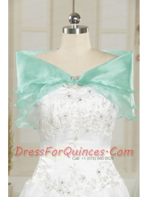 Ice Blue Organza Beading Shawls for Wedding