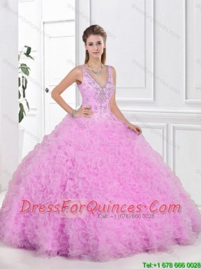 Fashionable V Neck Sweet 16 Dresses with Beading and Ruffles