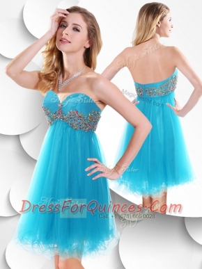 2016 Sweet Short Baby Blue Prom Dress with Beading