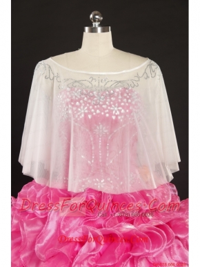 White Organza Beading Shawls for Summer