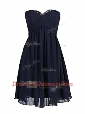 Navy Blue Sweetheart Zipper Beading Prom Dresses Sleeveless