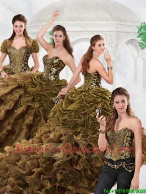 Gorgeous Olive Green Sweetheart Quinceanera Gowns with Court Train