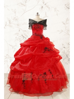 Most Popular Appliques Red Quinceanera Dresses for 2015