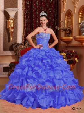 Best Quinceanera Dresses Beading and Ruffles Appliques Purple Strapless Ball Gown