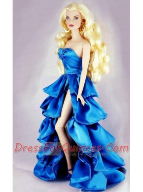 Sweet Party Dress With Ruffles and High Slit For Barbie Doll