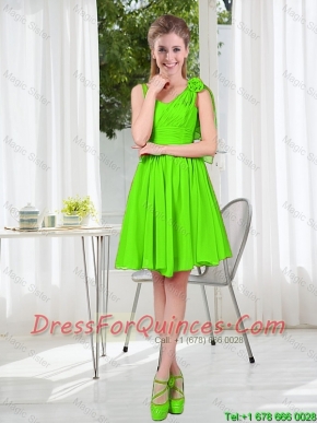 A Line Hand Made Flowers Prom Dresses in Spring Green
