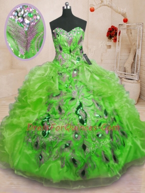 Ball Gowns Sweet 16 Dress Sweetheart Organza Sleeveless Floor Length Lace Up