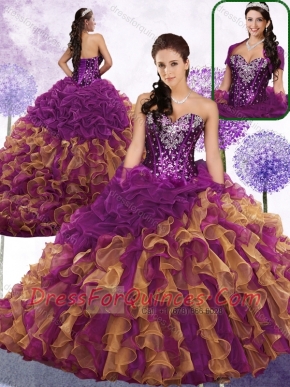 Pretty Sweetheart Beading and Ruffles Quinceanera Gowns in Multi Color