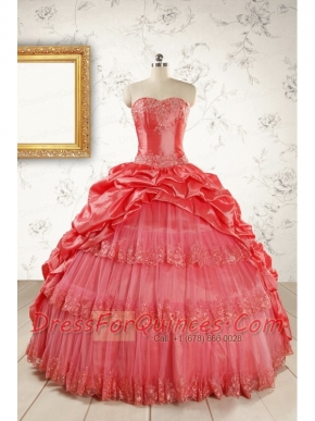New Style Appliques Quinceanera Dresses in Watermelon