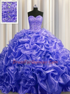 Inexpensive Pick Ups Sweetheart Sleeveless Court Train Lace Up 15th Birthday Dress Purple Organza