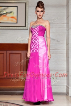 Edgy Column/Sheath Evening Dress Fuchsia Sweetheart Chiffon Sleeveless Ankle Length Side Zipper