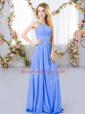 Fancy Chiffon One Shoulder Sleeveless Zipper Beading Quinceanera Dama Dress in Lavender