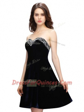 Sweetheart Sleeveless Zipper Prom Gown Black Chiffon