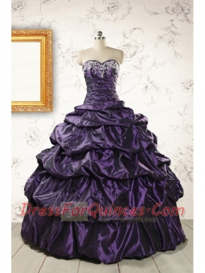 2015 Modern Sweetheart Purple Quinceanera Dresses with Appliques