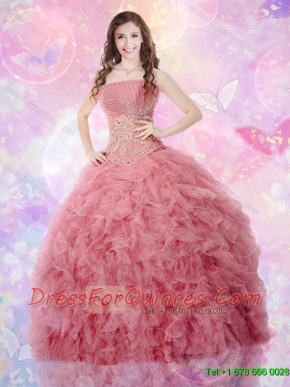 2016 Luxurious Sweetheart Beaded and Ruffles Quinceanera Gowns in Tulle