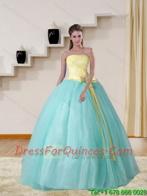 New Styles Strapless Multi Color 2015 Elegant Quinceanera Gown with Bowknot