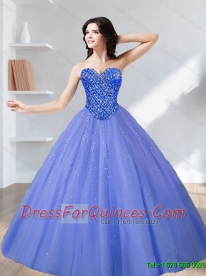 2015 Elegant Beading Sweetheart Tulle Quinceanera Dresses in Lavender