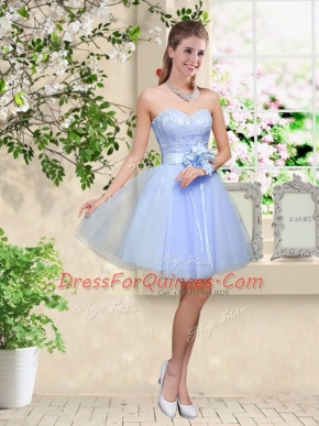Sleeveless Lace and Belt Lace Up Quinceanera Court Dresses