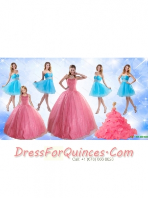 Cute Ball Gone Quinceanera Dress and Beading Baby Blue Dama Dresses and Rose Pink Halter Top Little Girl Dress