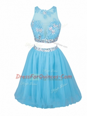 Vintage Tulle Sleeveless Mini Length Prom Dresses and Beading