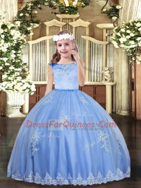 Popular Sleeveless Beading and Appliques Zipper Little Girl Pageant Dress