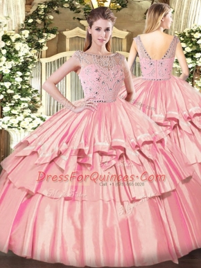 Dramatic Sleeveless Beading and Ruffled Layers Zipper Quinceanera Dresses