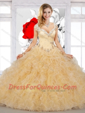 2016 Top Selling Puffy Straps Sweet 16 Dresses with Beading and Ruffle