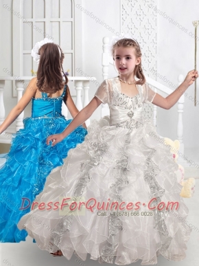 New Arrivals Straps Ball Gown Little Girl Pageant Dresses with Beading and Ruffles