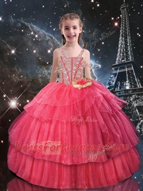 Beautiful Ball Gown Straps Adorable Little Girl Pageant Dresses with Beading