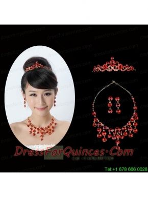 Dazzling Rhinestone Ladies' Crown and Necklace