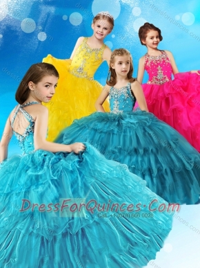 Top Selling Straps Criss Cross Mini Quinceanera Dress with Beading and Ruffled Layers