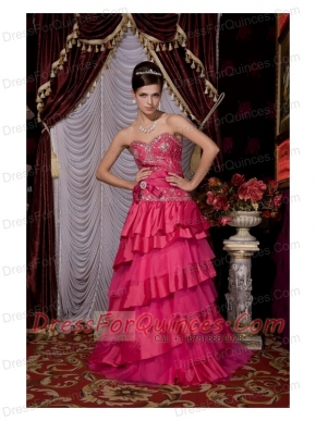 Prom / Evening Dress Fuchsia Empire Sweetheart Brush Train Taffeta and Tulle Beading