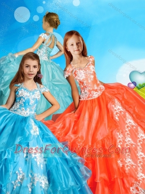 Lovely Applique and Beaded Adorable Little Girl Pageant Dress with Cap Sleeves