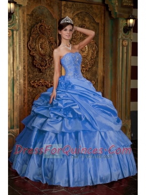 Sweetheart Ball Gown Beading and Ruffles Aqua Blue Organza Strapless