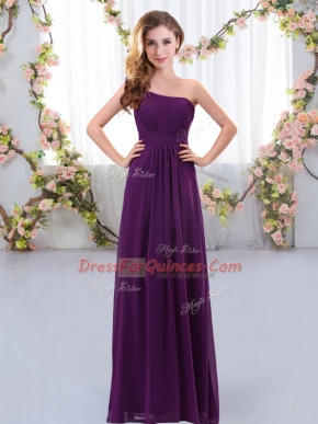 Spectacular Floor Length Zipper Court Dresses for Sweet 16 Dark Purple and In with Ruching