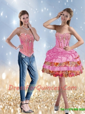 Detachable The Most Popular Beading and Ruffled Layers Rose Pink Prom Dress for 2015