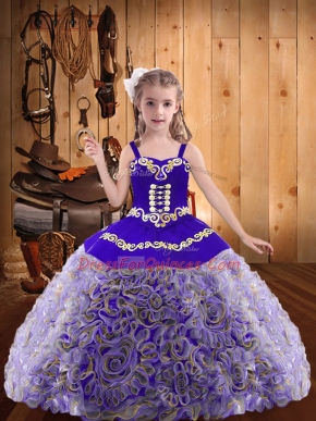 Floor Length Ball Gowns Sleeveless Multi-color Little Girls Pageant Dress Lace Up