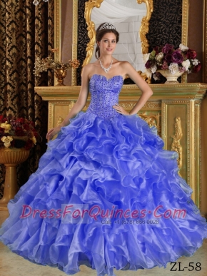 Quinceanera Dress In Purple Ball Gown Sweetheart With Ruffles Organza In 2013