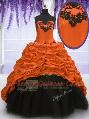 Vintage With Train Multi-color 15th Birthday Dress Taffeta Sweep Train Sleeveless Appliques and Pick Ups