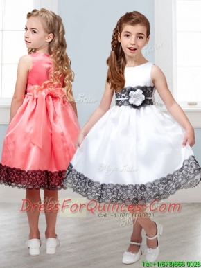 Popular Scoop White Little Girl Pageant Dress with Hand Made Flowers and  Lace