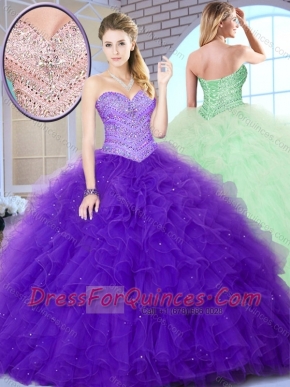 Brand New Style Ball Gown Sweet 16 Gowns with Beading and Ruffles