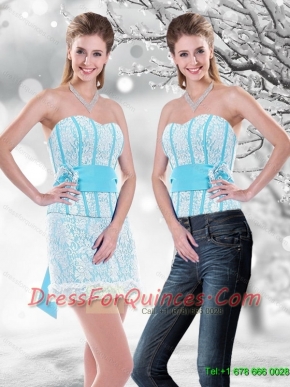 Detachable Sweetheart 2015 Prom Dress with Belt and Hand Made Flower