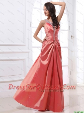 2016 New Style V Neck Beading and Ruching Prom Dresses