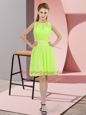 Sequins Dama Dress Yellow Green Zipper Sleeveless Knee Length