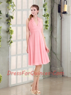 Sweet Halter Empire Chiffon Dama Dress with Ruching