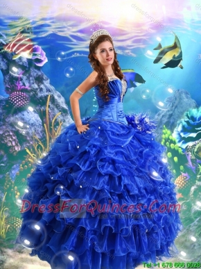 2016 Romantic Sweetheart Beading Quinceanera Dresses with Ruffled Layers