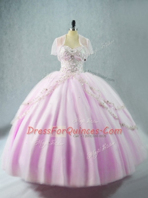 Pretty Sleeveless Beading Lace Up Quinceanera Dress
