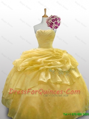 2015 Sweet Ball Gown Quinceanera Dresses with Appliques Layers