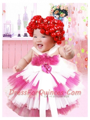 2014 Tulle Ball Gown Little Girl Dress with Hand Made Flowers