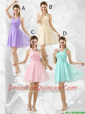 Luxurious Short Halter Top Prom Dresses with Ruching